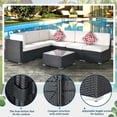 thumbnail image 6 of Patio Chairs & Seating Sets Furniture for Patio, 7-Piece Wicker Conversation Set w/2 Corner Sofa, Glass Table, 4 Single Sofa, 12 Padded Cushions, 2 Pillows, Beige, S5176, 6 of 10