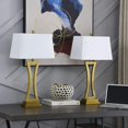 thumbnail image 3 of Maxax Contemporary Table Lamps Set of 2, Brass Gold 30.75'' Tall Bedside Lamps with White Rectangular Shade for Living Room Bedroom for Home Office Entryway, 3 of 9