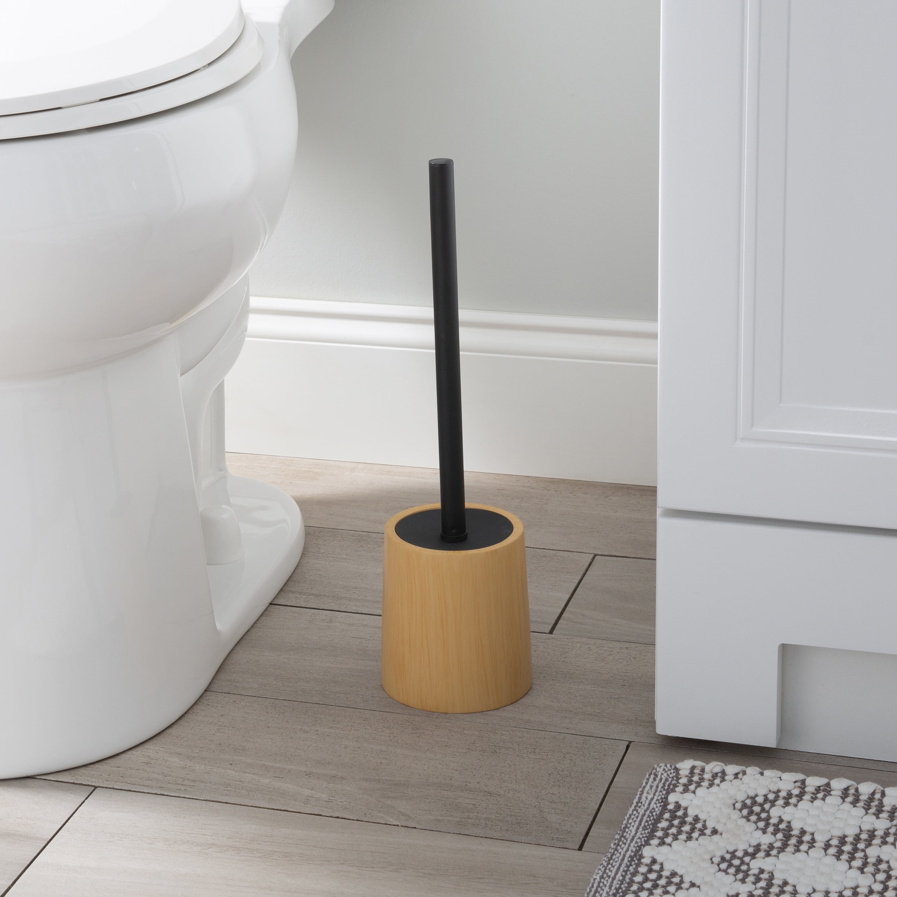Bath Bliss Toilet Brush with Wood finish Holder