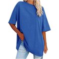 thumbnail image 2 of Women's Plus Size T Shirts Oversized Casual Tees Short Sleeves Loose Fit Breathable Solid Color Crew Neck Blouses Fashion Basic Tees, 2 of 4
