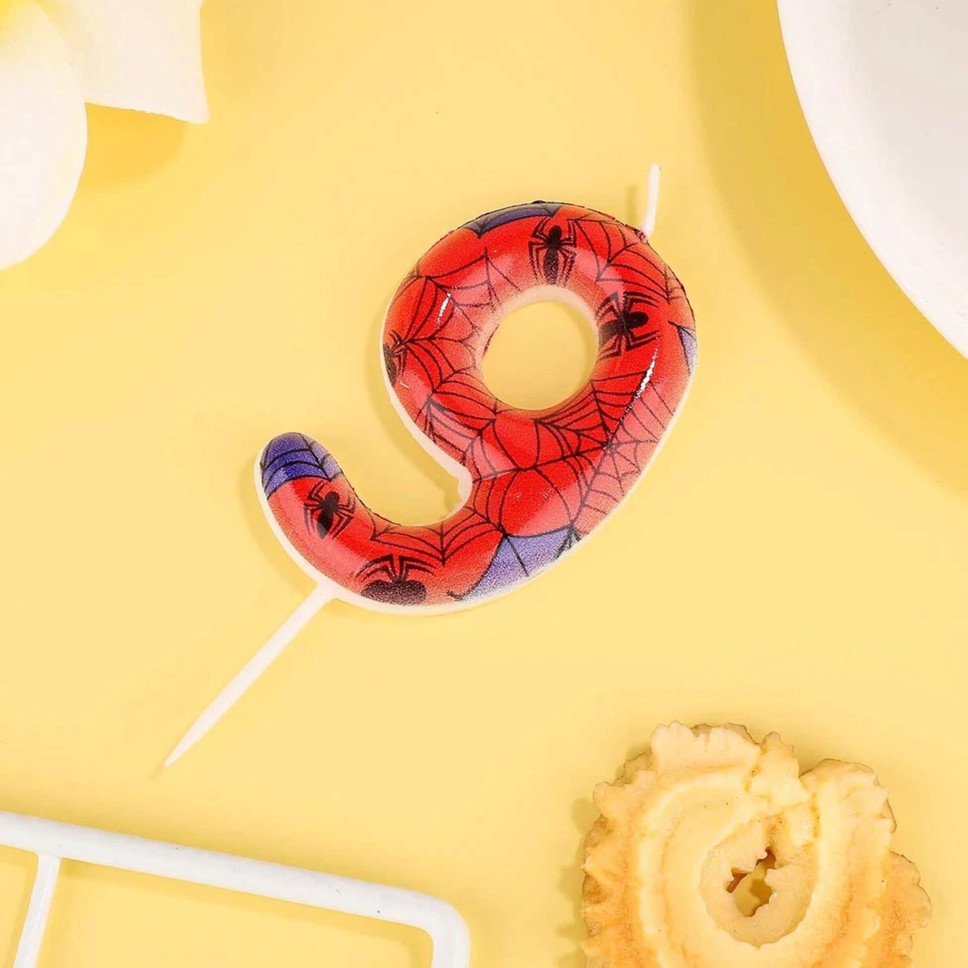 Birthday Candle, Red Blue Themed Number Candle Web Candle Cake Topper Birthday D