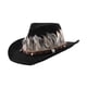 thumbnail image 3 of Sombrero vaquero con plumas occidentales, cómodo sombrero para el sol para viajes, vacaciones y fiestas al aire libre. Negro, 3 of 9
