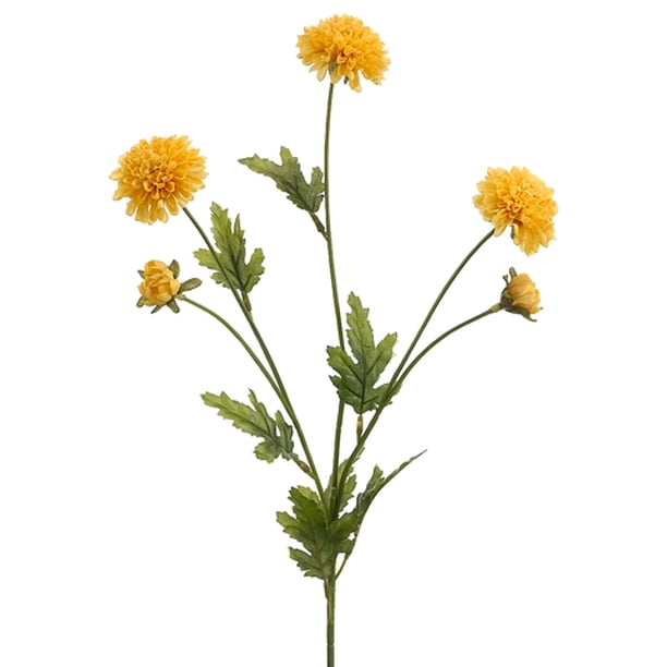 Club Pack of 24 Artificial Yellow PomPom Silk Flower Sprays 28