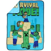 Minecraft Survival Mode Silk Touch Throw, 40 x 50, Microfiber, Blue, Mojang, Gaming Bedding
