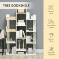 thumbnail image 4 of Homiyad Tree Bookshelf, Modern Freestanding Bookcase with 13 Open Shelves, Display Unit for Living Room, Study or Office, White, 4 of 8