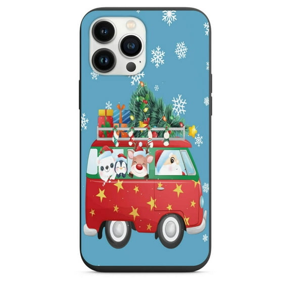 Santa In Christmas Bus with Presents Design Phone Case for iPhone 7 8 X XS XR SE 11 12 13 14 Pro Max Mini Note s10 s10plus s20 s21 20plus