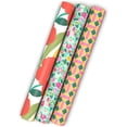 thumbnail image 2 of Floral Wrapping Paper Mini Rolls, 3-Pack (Pink, Orange, Yellow Flowers on Teal, Green and Pink Geometric) for Birthdays, Easter, Mother's Day, Bridal Showers, Any Occasion - 60 Sq. Ft. Total, 2 of 4