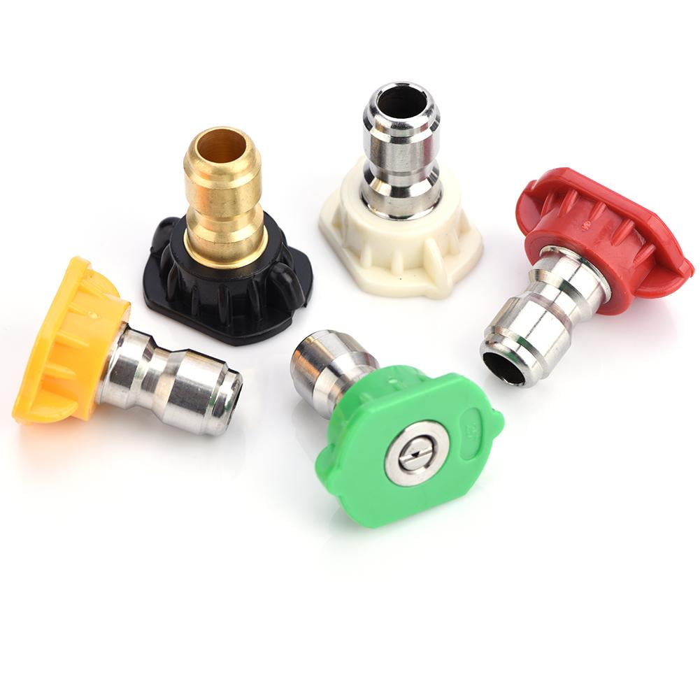 Lot De 5 Buses Pour Nettoyeur Haute Pression - Angles : 0°, 15°, 25°, 40°, 65° - Connexion Rapide, Acier Inox/laiton - Jusqu'à 4000 Psi - 2