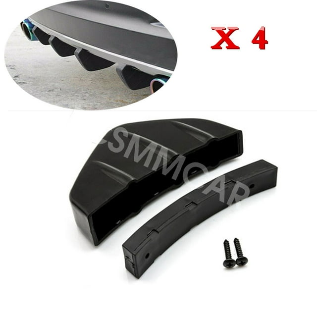 4Pcs Lower Rear Body Bumper Diffuser Shark Fin Kit ABS Car Spoiler Black
