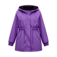 thumbnail image 4 of Girls Long Coat Fall Hooded Waterproo𝐟 Windproof Long Sleeve Kids Boys Zip up Rain Jacket Lightweight Outdoor Tactical Jacket, 4 of 5