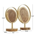 thumbnail image 3 of 14", 11"H Brown Wood Handmade Live Edge Slab Abstract Sculpture with Gold Metal Rings, by DecMode (2 Count), 3 of 12