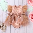 thumbnail image 2 of Toimothcn Toddler Baby Girls Romper Jumpsuit Ruffled Sleeve Casual Floral Jacquard Mesh Tulle Romper Soft Loose Breathable Jumpsuits 6-9 Months, 2 of 9