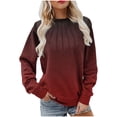thumbnail image 1 of ZVNAH Chandails en Molleton pour Femmes Col Rond en Molleton Surdimensionné Manches Longues Chandail Chandails en Molleton Automne 2025 Hauts Mignons Dégradé Vêtements Preppy, 1 of 5