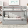 thumbnail image 3 of Harper & Bright Designs Detachable Bunk Bed Twin over Twin with Trundle, Wood Twin Size Bunk Bed Frame with Ladder and Guardrail, Separate into 2 Twin Beds, Grey, 3 of 9