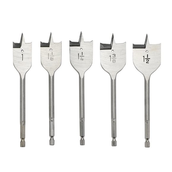 Juego de brocas planas para madera BlueNatHxRPR de 5 piezas con vástago hexagonal