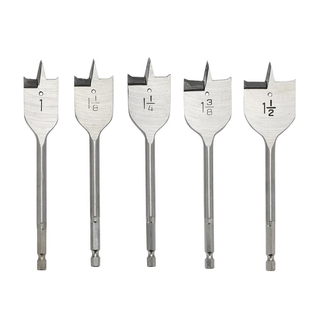 Juego de brocas planas para madera BlueNatHxRPR de 5 piezas con vástago hexagonal