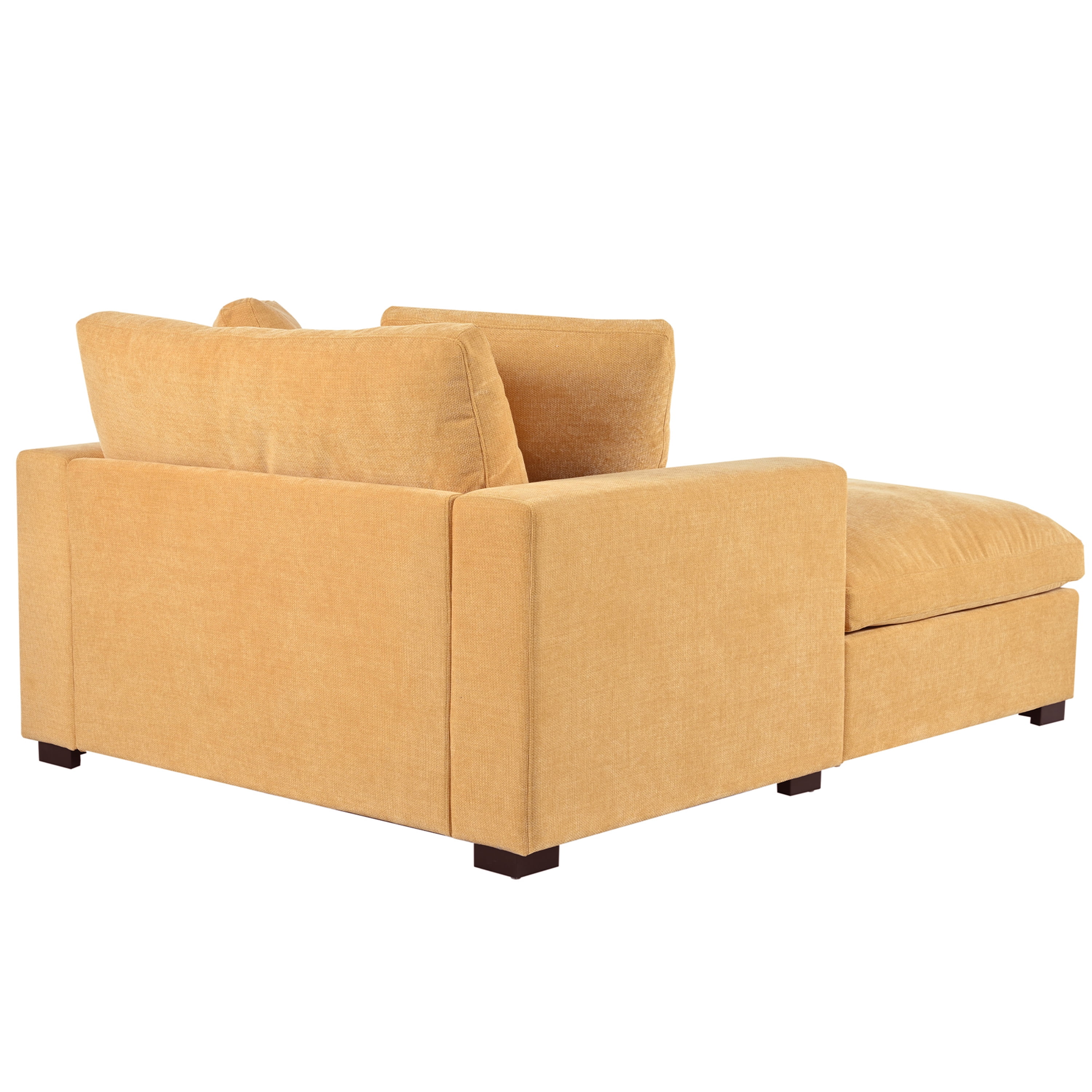EUROCO 53.5"W Oversized Chaise Lounge Indoor,Corduroy Upholstered Sofa Bed with Throw Pillows , Armrests and Solid Wood Legs, Sleeper Chair- Plush Chair Bed for Living Room,Yellow