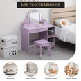 thumbnail image 6 of Roromall Vanity with Lighted Mirror & Stool, Little Girl Vanity with Adjustable LED Light, Storage Drawer & Shelves for Girls 3-9, 6 of 7