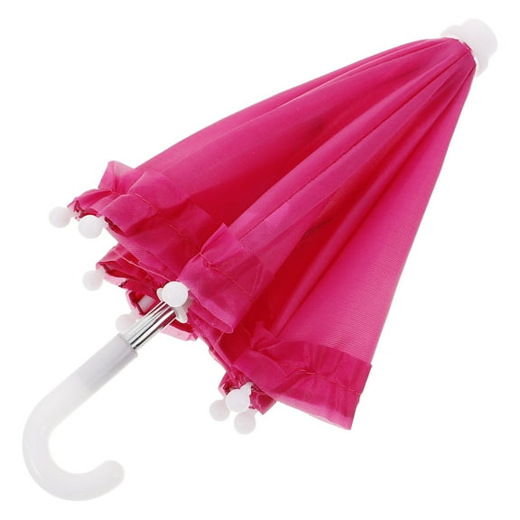 Masteelf Tiny Umbrella For Dollhouse Decoration Decorative Mini Umbrella Parasol For Dolls Photo Props 18 Inch Doll Accessories Rosy