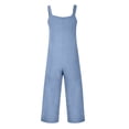 thumbnail image 4 of Women's Casual Loose Wide Leg Jumpsuit Tie Strap Sleeveless Pocket Romper, 4 of 6