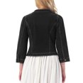 thumbnail image 3 of INSPIRE CHIC Women's Denim Jacket Collarless 2026 Cardigan Long Sleeve Jean Jackets 2XL Black, 3 of 6