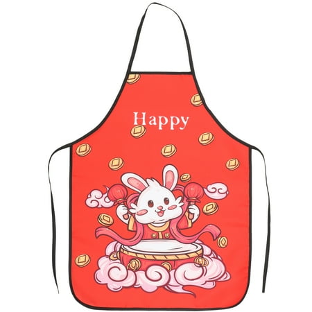 

Unisex Cooking Apron Anti-Oil Work Apron Cartoon Baking Apron Lovely Rabbit Apron