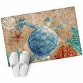 thumbnail image 6 of Brown Sea Turtle Coastal Bathroom Rug Washable 2x3 Entryway Rug Non Slip Nautical Coral Ocean Vintage Front Door Mat Low Pile Indoor Doormat Throw Floor Carpet for Kitchen Bedroom Entrance, 6 of 8