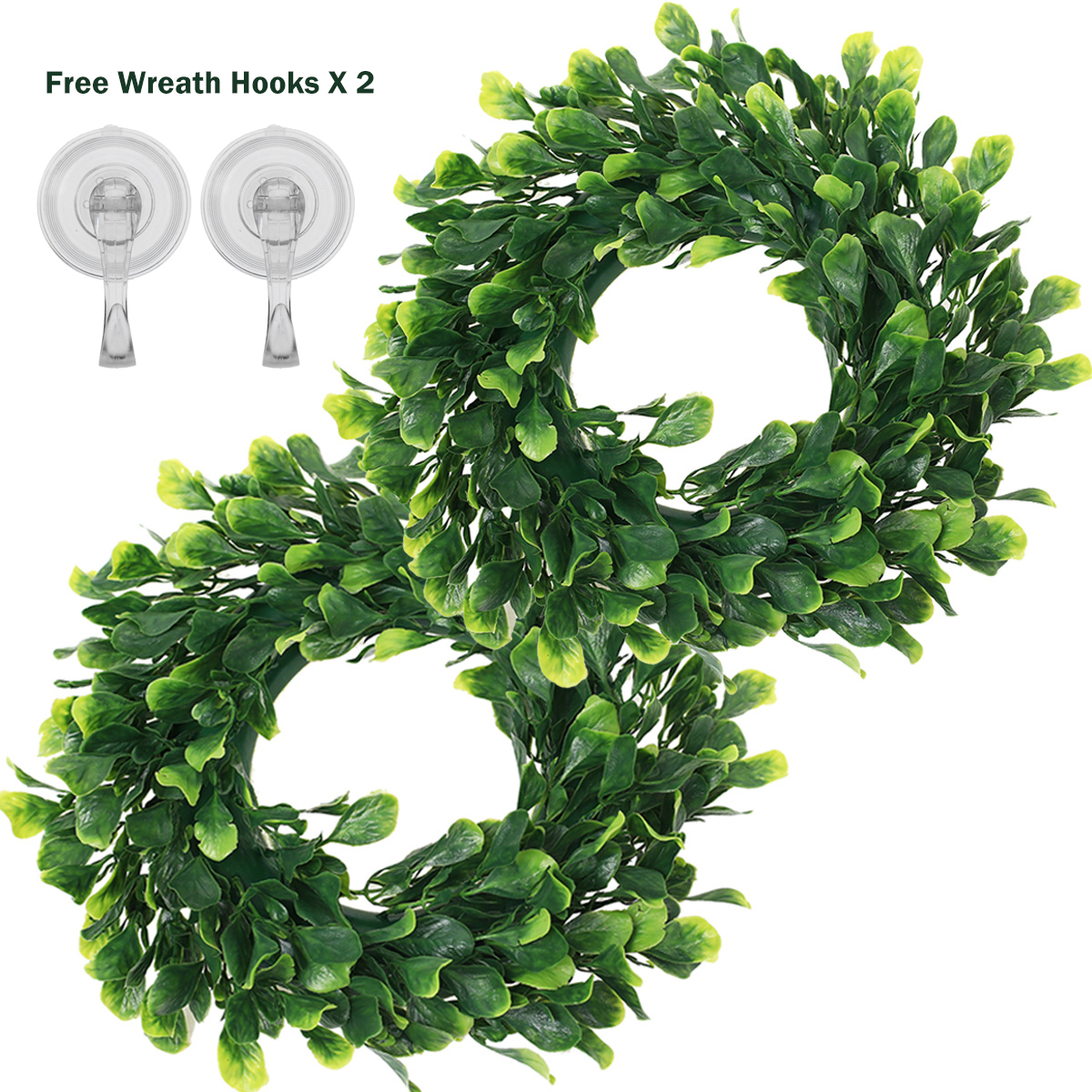 2 Packs Artificial Eucalyptus Wreaths 12 Inches Greenery Leaves Wreath