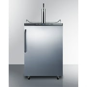 Freestanding commercially listed beer dispenser, auto defrost with digital thermostat, stainless steel door, towel bar handle, and black cabinet