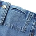 thumbnail image 6 of KIDSCOOL SPACE 7-Pocket Girls Wide-leg Stretch Denim Pants, 5-14T Ribbed Elastic Waist with D-ring Cargo Jeans,Light Blue,4-5 Years, 6 of 7