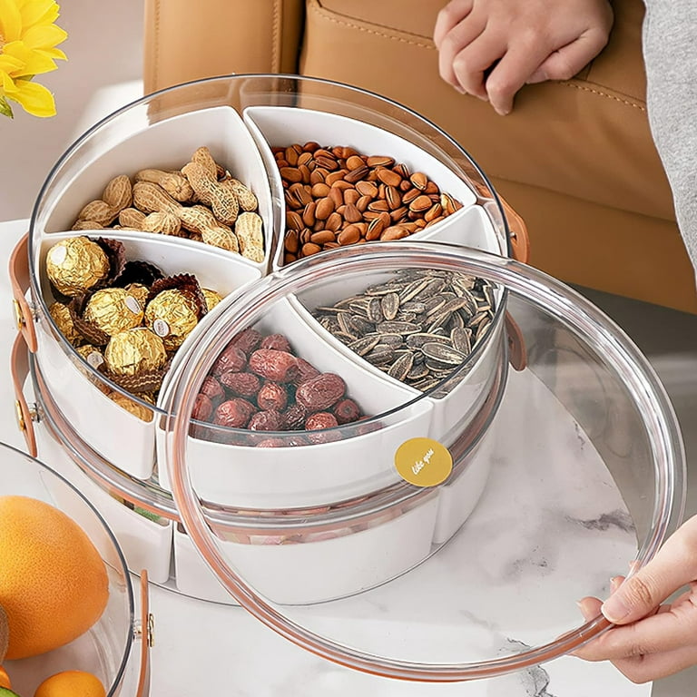 Large Snackle Box - Divided Serving Tray with Lid - Charcuterie Container  for Portable Snack Platters - Clear Organizer for Candy, Building Blocks