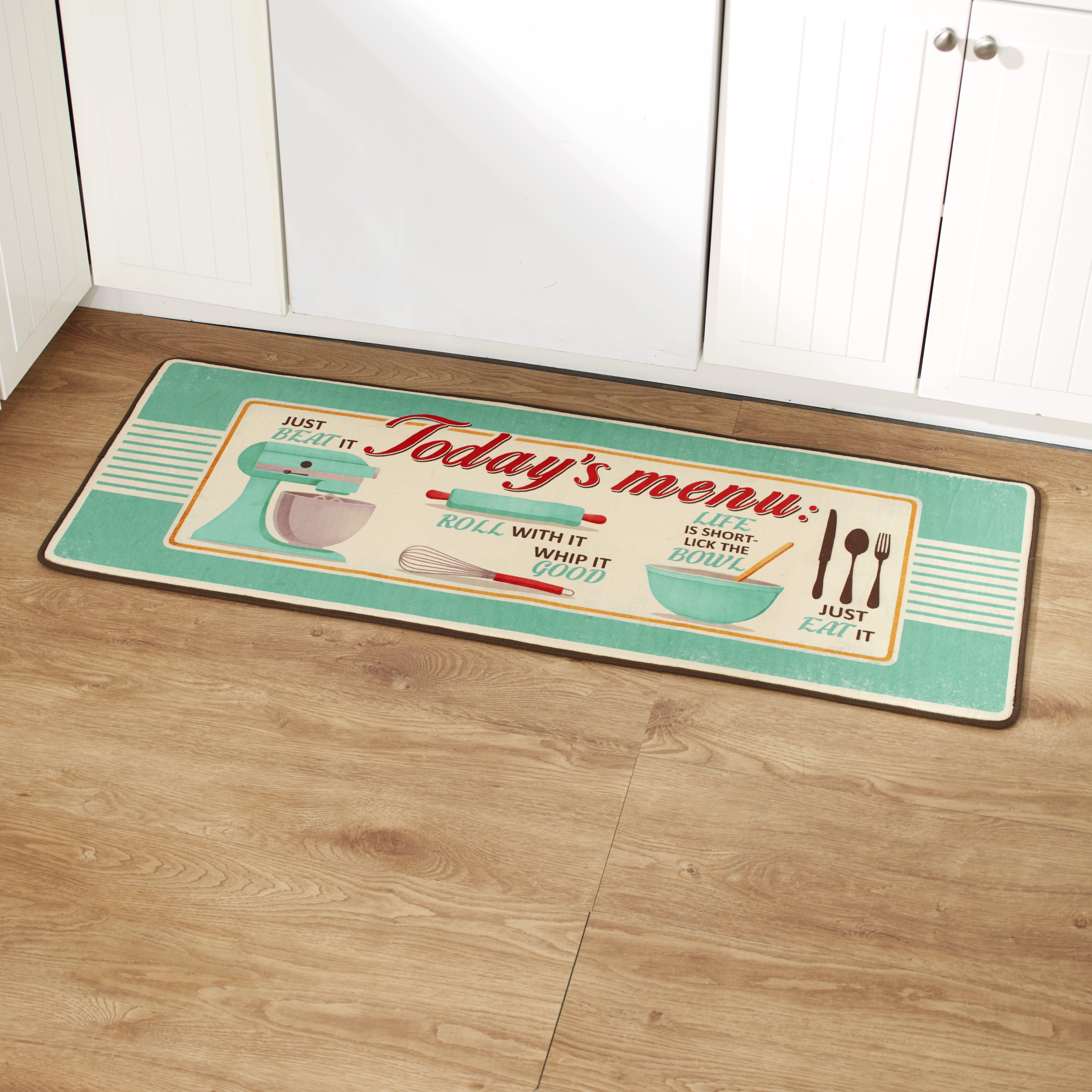 Retro Kitchen Rug With Novelty Sayings, Cute Bathroom Rugs With Sayings