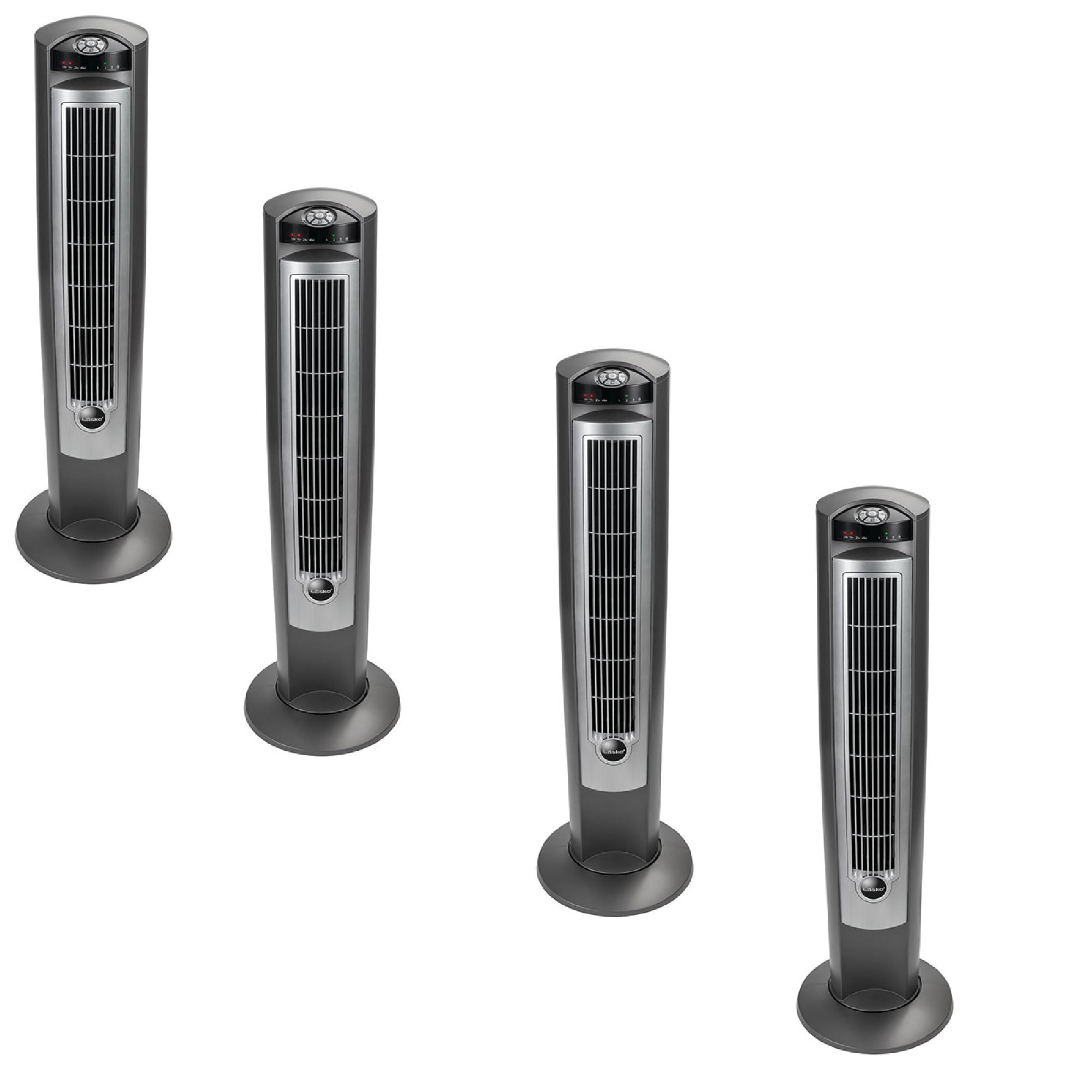 Lasko Wind Curve Nighttime Setting Tower Fan w/ Remote Control, Silver