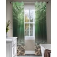 thumbnail image 4 of Dark Green Ocean Waves Sheer Curtains 63 Inch Length 2 Panels Set for Living Room/Bedroom, Summer Beach Coastal Abstract Kitchen Curtains Grommet Semi-Sheer Curtains Window Treatments 42"x63"x2, 4 of 7