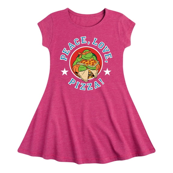 Teenage Mutant Ninja Turtles - Peace Love Pizza - Toddler & Youth Girls Fit & Flare Dress