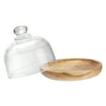 thumbnail image 3 of Eease Clear Glass Dessert Cheese Cloche Dome with Wood Serving Tray Wooden Cupcake Holder for Cake Desert Salad Storage Display, 3 of 5