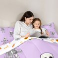 thumbnail image 4 of Feelyou Kawaii Skeleton Full Size Bedding Sets, Cartoon Halloween Skull Full Size Bed in a Bag, Purple, Halloween Reversible, 7-Piece, 4 of 7
