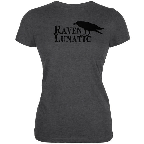 Halloween Raven Lunatic Dark Heather Juniors Soft T-Shirt - Medium