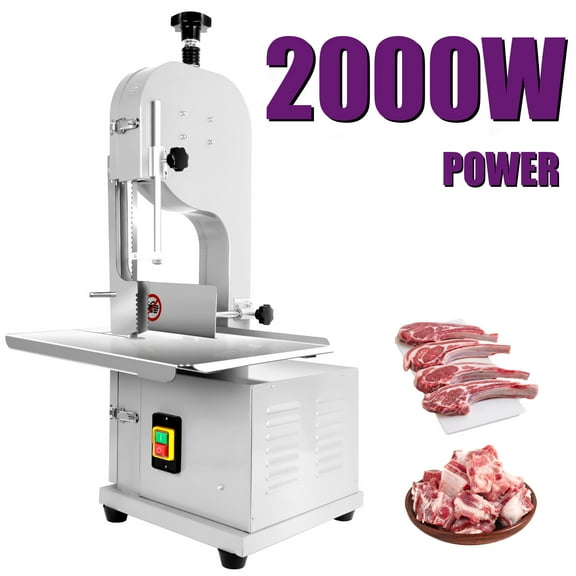 Commercial Electric Meat Bandsaw, Stainless Steel Countertop Bone Sawing Machine, with 110V 2000W High Power Motor, Bone Saw For Butchering, Bone Cutting Machine for Frozen Meat Cutter