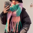 thumbnail image 3 of 2024 Winter Thick Warm Scarf Women Cashmere Shawl and Wraps Pashmina Neckerchief Bufanda Female Rainbow Hairy Tessel Echarpe New, 3 of 5