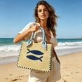 thumbnail image 5 of BZPIZ Woven Tote Bag, Packable Beach Bag Shoulder Bag for Work Beach Travel Beach Bags for Women Vacation Fish Embroidery, 5 of 6