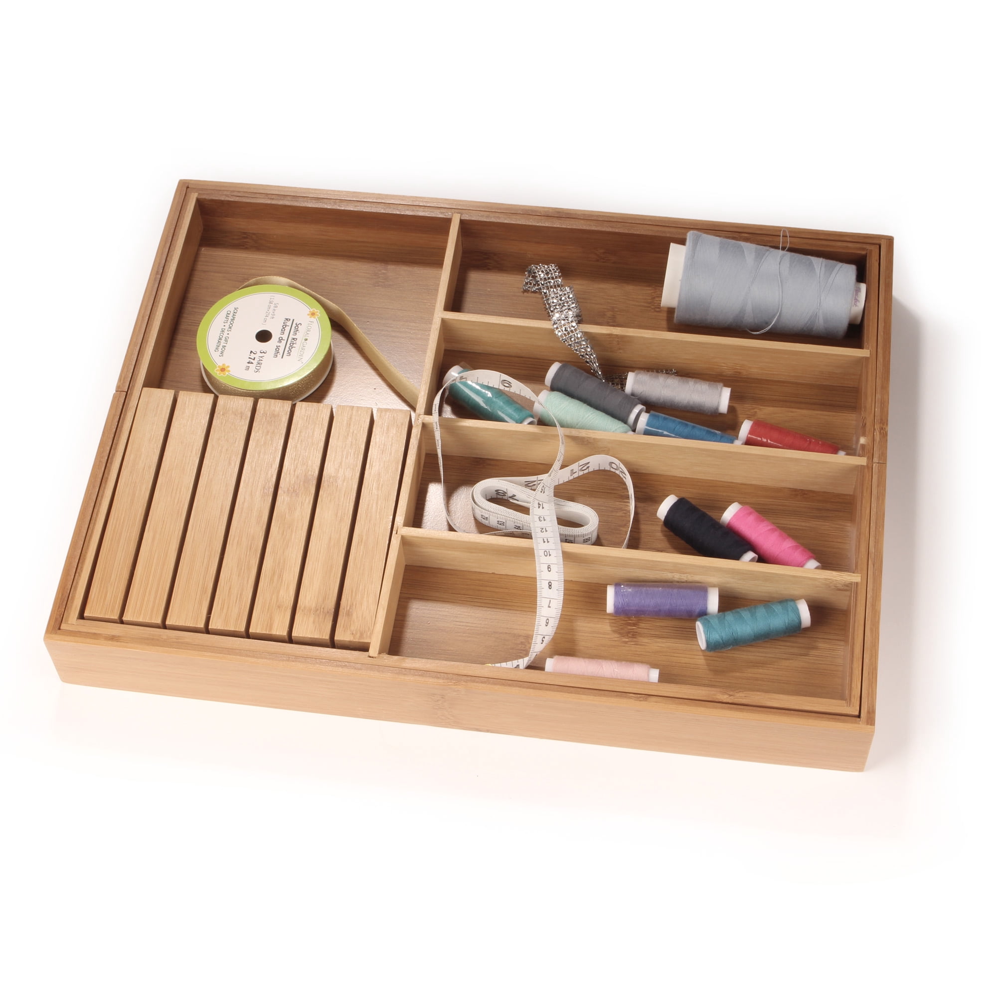 BambooMN Bamboo Adjustable silverware utensil organizer, kitchen organization drawer organizer - 1 Unit