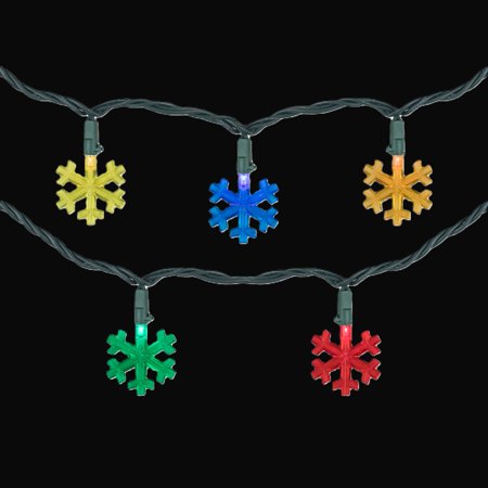 Northlight 10-Count Multi-Color LED Snowflake Christmas Light Set 4ft Green Wire