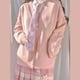 thumbnail image 1 of Mikasa cosplay pink cardigan sweater, Japanese cardigan V-neck knit sweater jacket is perfect for JK uniform matching, 1 of 5