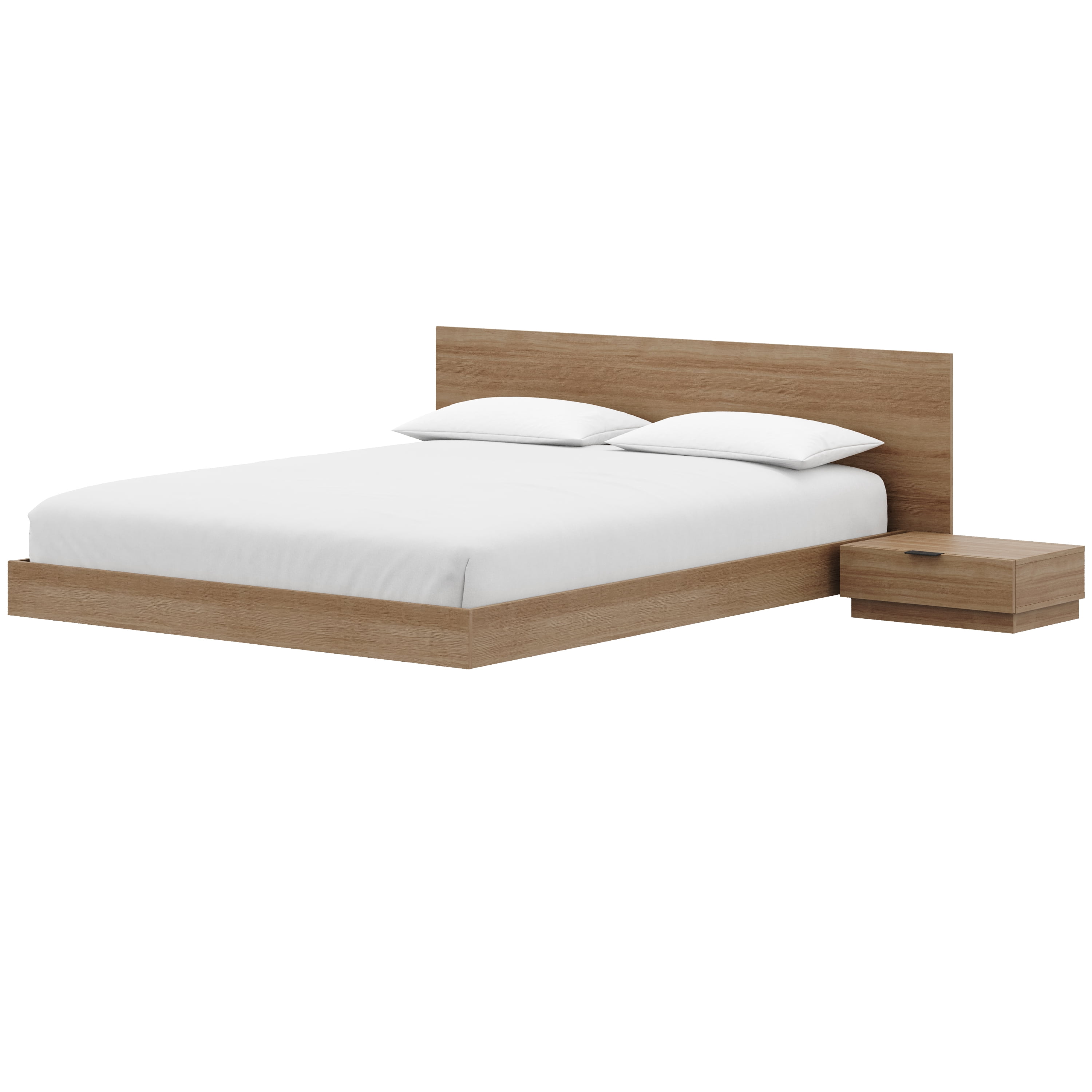 Ensemble de chambre à coucher Satori 4 pièces avec plateforme basse et lit king size en chêne brun