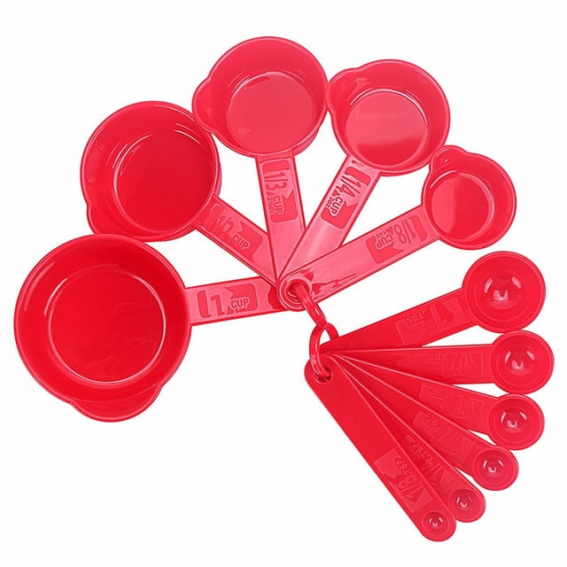 Oleegame 1PC Stainless Steel Cutlery Set 10Pcs For Baking Set Tools Spoons Coffee Measuring Plastic Cups Measure Kitchen,Dining & Bar Red