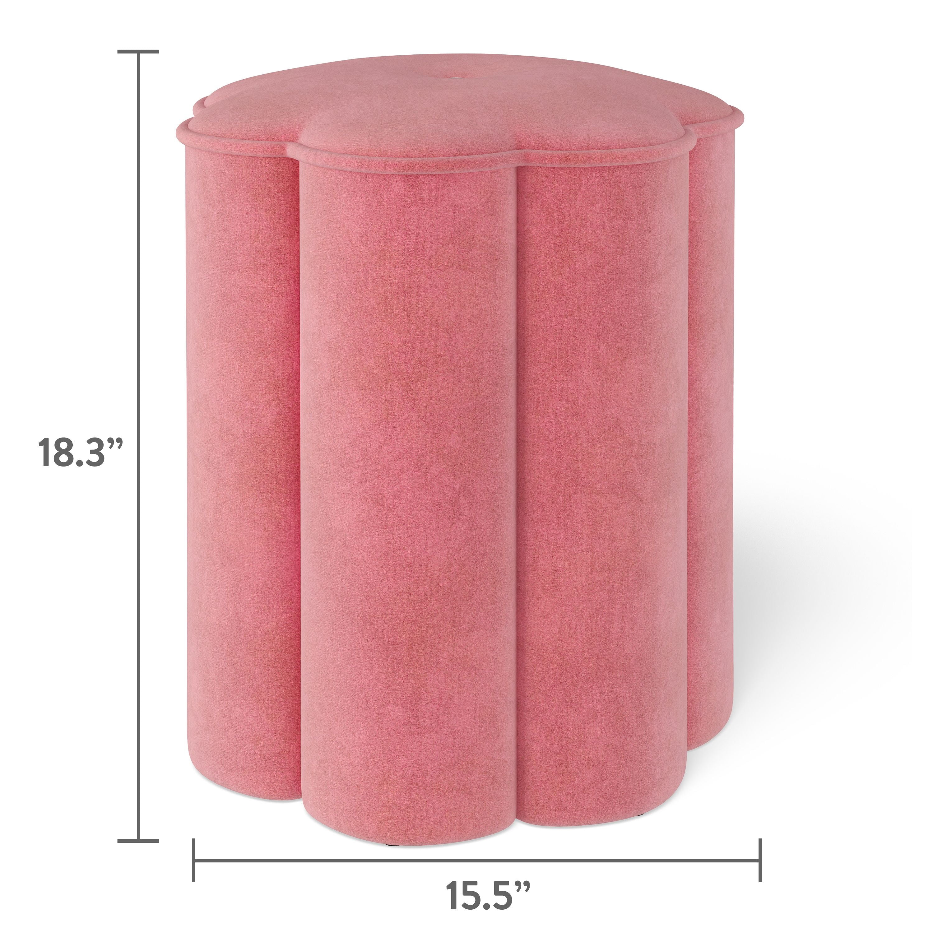 Mainstays Kids Flower Petal Pink Ottoman with Cozy Sherpa Fabric