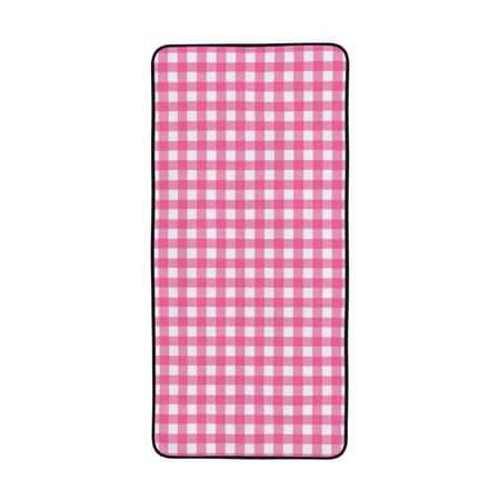LNWH Bath Towel, Checked Gingham Pattern Absorbent Coral Fleece Bath Towel for Bathroom, Gym, Beach-27x55in