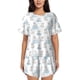 thumbnail image 1 of Fotbe Playful Polar Bear Pals Conjunto de Pijama Estampado para Mujer, 2 Piezas, Ropa de Dormir con Camiseta de Manga Corta y Shorts Suaves-Large, 1 of 6