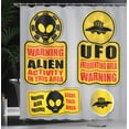 thumbnail image 4 of Ambesonne Space Shower Curtain, Warning Alien Danger, 69"Wx84"L, Black Yellow, 4 of 5